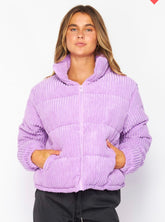 Lavender Corduroy Puffer Jacket